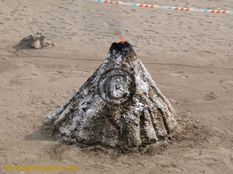 Volcano sand sculpture