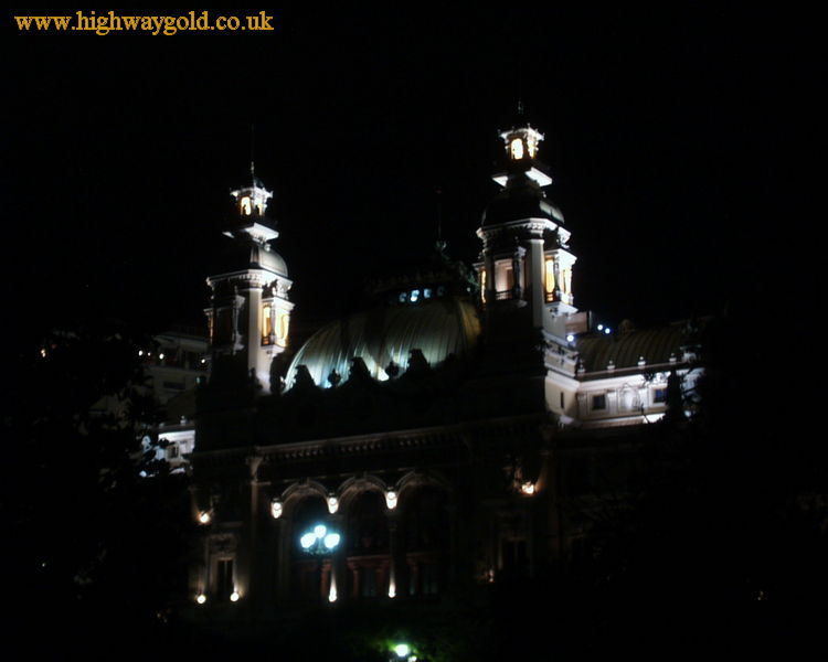 Rear view of the casino at night