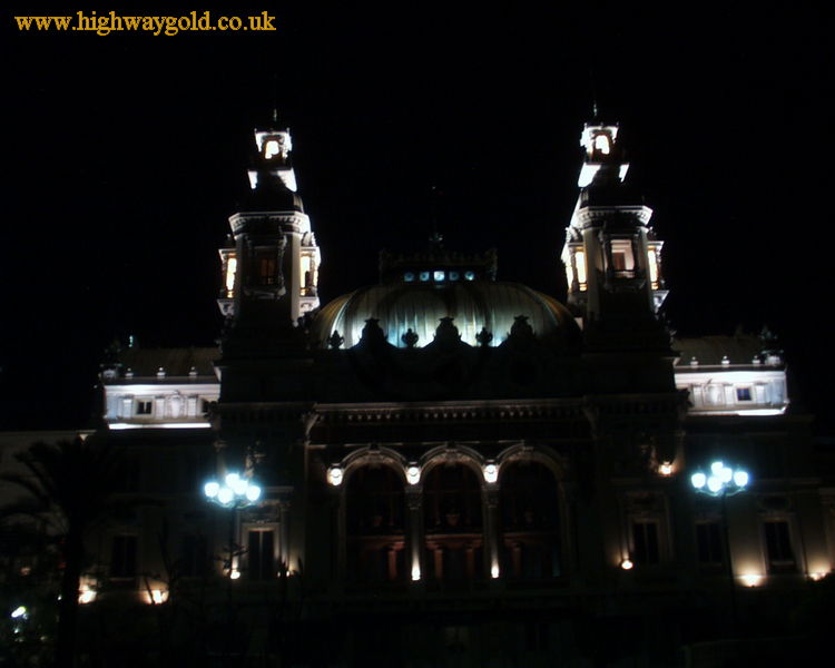 Rear view of the casino at night