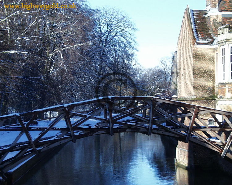 Wooden bridge across the river Cam.