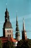 Towers of the Dom church, St. Peters Church and Anglican Church in Riga