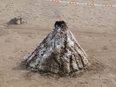 Volcano sand sculpture