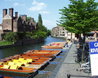 Punts lined up on river Cam