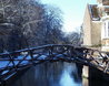 Wooden bridge across the river Cam.